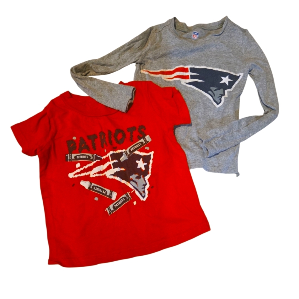 Patriots Kids Long Sleeve and Short Sleeve Shirt Set - Red and Gray 2/3T